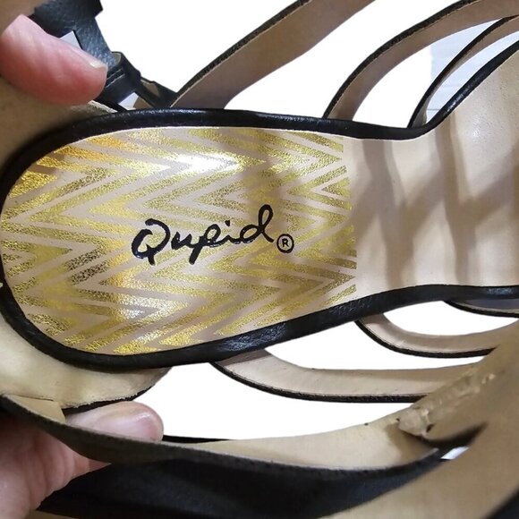 Qupid Black Interest-127 Leatherette Caged Open Toe Stiletto Sandal Sz 7.5 - Picture 8 of 8